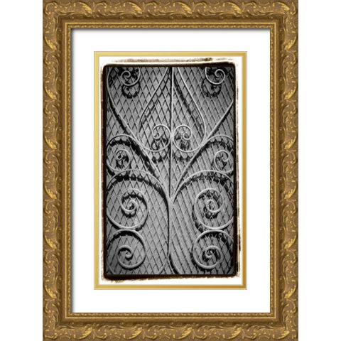 French Quarter Ironwork I Gold Ornate Wood Framed Art Print with Double Matting by DeNardo, Laura
