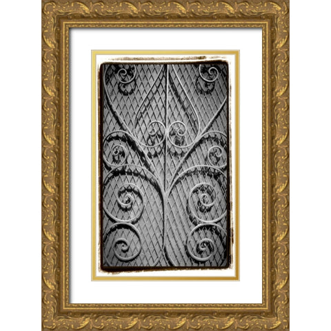 French Quarter Ironwork I Gold Ornate Wood Framed Art Print with Double Matting by DeNardo, Laura