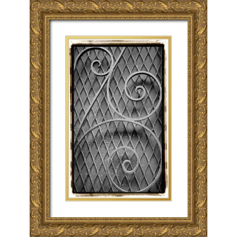French Quarter Ironwork II Gold Ornate Wood Framed Art Print with Double Matting by DeNardo, Laura