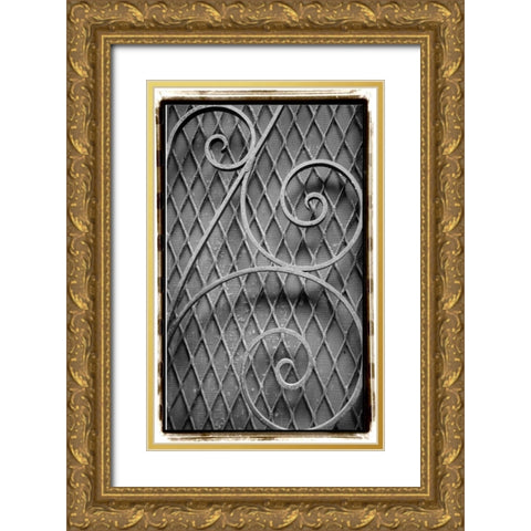 French Quarter Ironwork II Gold Ornate Wood Framed Art Print with Double Matting by DeNardo, Laura