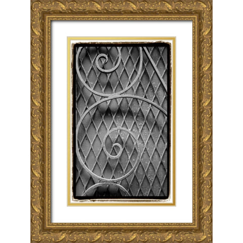 French Quarter Ironwork III Gold Ornate Wood Framed Art Print with Double Matting by DeNardo, Laura