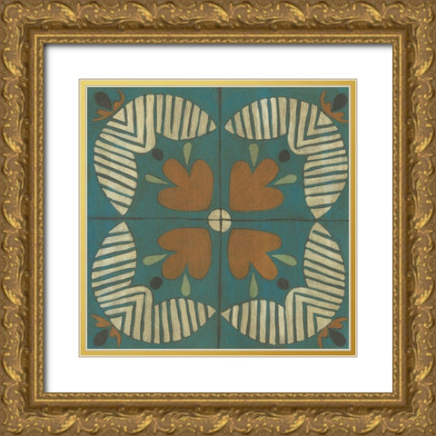 Fraser Tile II Gold Ornate Wood Framed Art Print with Double Matting by Zarris, Chariklia