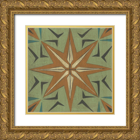 Fraser Tile III Gold Ornate Wood Framed Art Print with Double Matting by Zarris, Chariklia