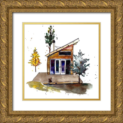 Rad Cabin IV Gold Ornate Wood Framed Art Print with Double Matting by McCreery, Paul