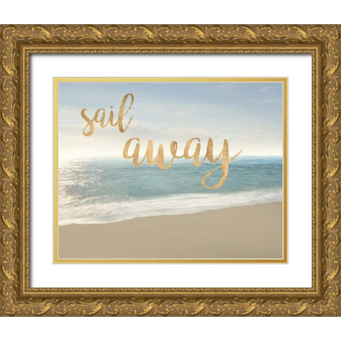 Beach Sail Away Gold Ornate Wood Framed Art Print with Double Matting by McLoughlin, James