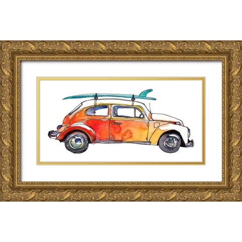 Surf Car V Gold Ornate Wood Framed Art Print with Double Matting by McCreery, Paul