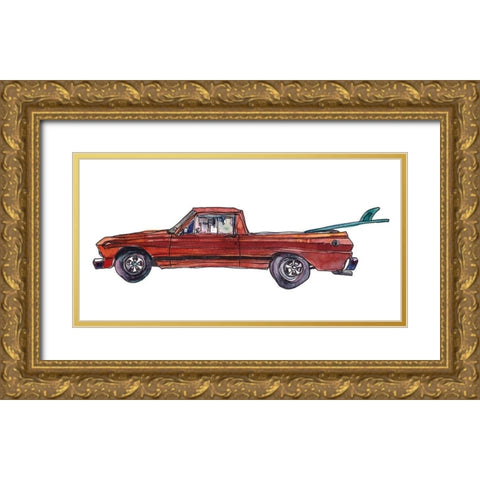 Surf Car X Gold Ornate Wood Framed Art Print with Double Matting by McCreery, Paul