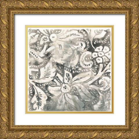 Antique Stone Tile I Gold Ornate Wood Framed Art Print with Double Matting by Vess, June Erica