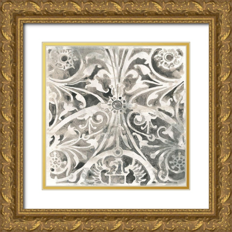 Antique Stone Tile IV Gold Ornate Wood Framed Art Print with Double Matting by Vess, June Erica