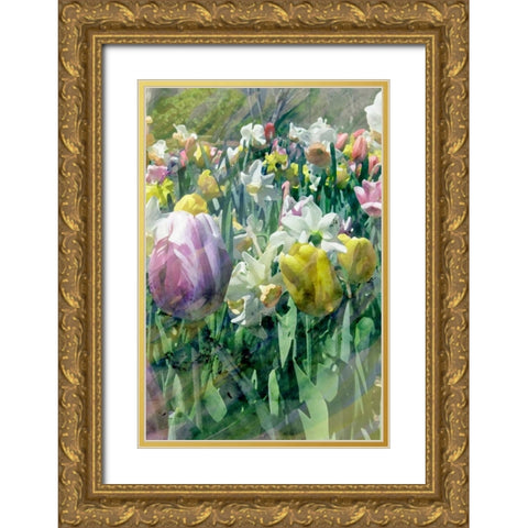 Spring at Giverny II Gold Ornate Wood Framed Art Print with Double Matting by Ilosky, Pam