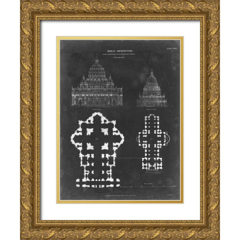 Plan and Elevation for St. Peters and St. Pauls Gold Ornate Wood Framed Art Print with Double Matting by Vision Studio