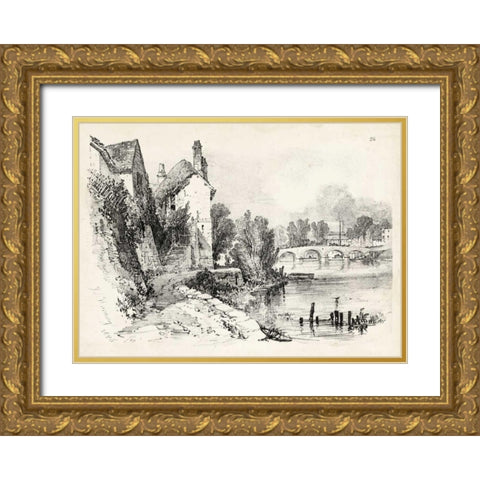 Idyllic Landscape II Gold Ornate Wood Framed Art Print with Double Matting by Harding, J.D.