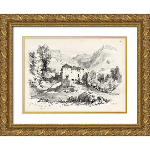Idyllic Landscape IV Gold Ornate Wood Framed Art Print with Double Matting by Harding, J.D.