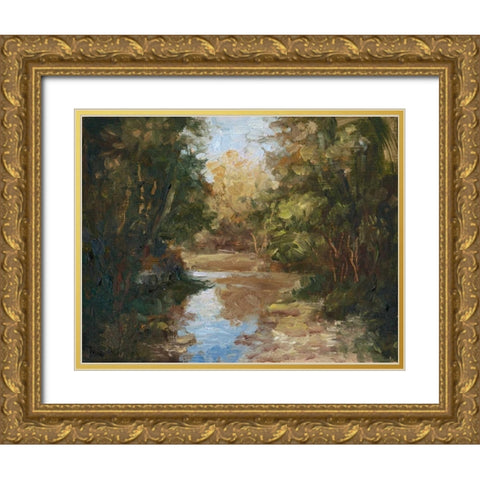 Winding River Gold Ornate Wood Framed Art Print with Double Matting by Weber, Mary Jean