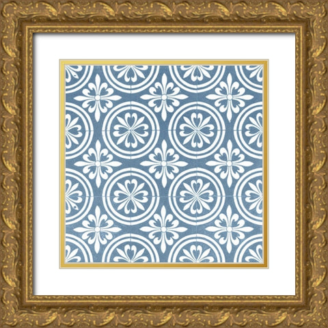 Chambray Tile II Gold Ornate Wood Framed Art Print with Double Matting by Vision Studio