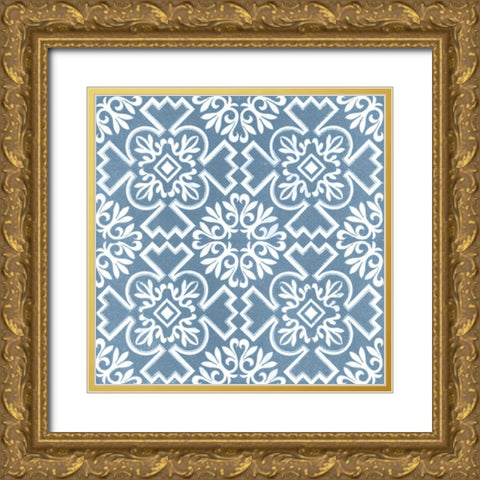 Chambray Tile III Gold Ornate Wood Framed Art Print with Double Matting by Vision Studio