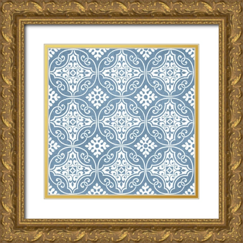 Chambray Tile IV Gold Ornate Wood Framed Art Print with Double Matting by Vision Studio