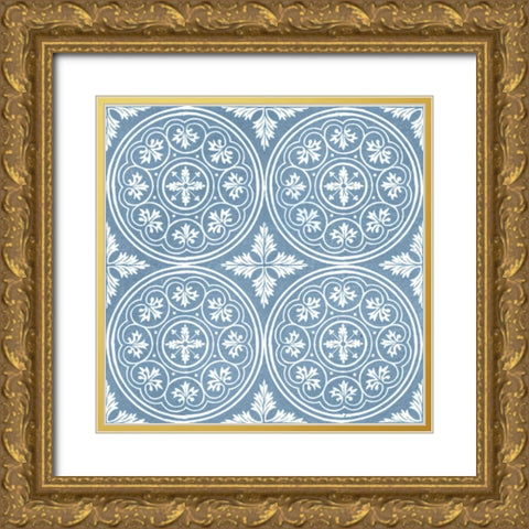 Chambray Tile V Gold Ornate Wood Framed Art Print with Double Matting by Vision Studio