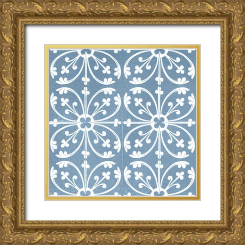 Chambray Tile VI Gold Ornate Wood Framed Art Print with Double Matting by Vision Studio