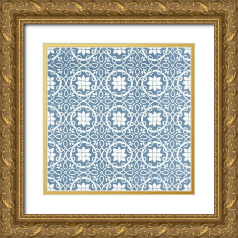 Chambray Tile VII Gold Ornate Wood Framed Art Print with Double Matting by Vision Studio