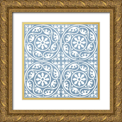 Chambray Tile VIII Gold Ornate Wood Framed Art Print with Double Matting by Vision Studio