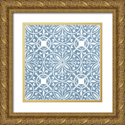 Chambray Tile IX Gold Ornate Wood Framed Art Print with Double Matting by Vision Studio