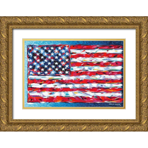 Vibrant Stars and Stripes Gold Ornate Wood Framed Art Print with Double Matting by Vitaletti, Carolee