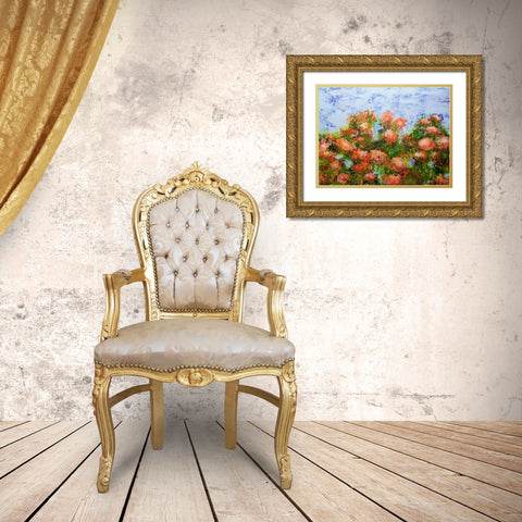 Red Ribbon Roses Gold Ornate Wood Framed Art Print with Double Matting by Friedlander, Allan