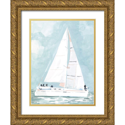 Soft Sailboat I Gold Ornate Wood Framed Art Print with Double Matting by Scarvey, Emma