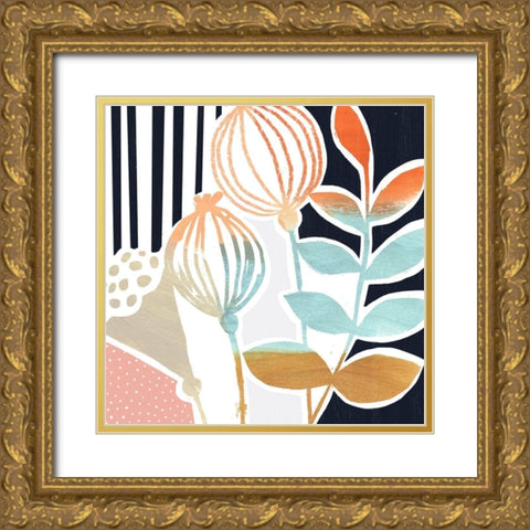 Patterned Flora II Gold Ornate Wood Framed Art Print with Double Matting by Borges, Victoria