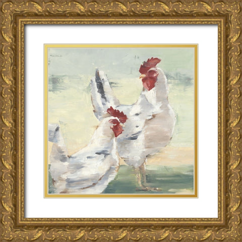 Chicken Run I Gold Ornate Wood Framed Art Print with Double Matting by Harper, Ethan