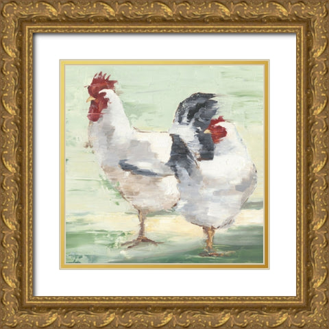 Chicken Run II Gold Ornate Wood Framed Art Print with Double Matting by Harper, Ethan