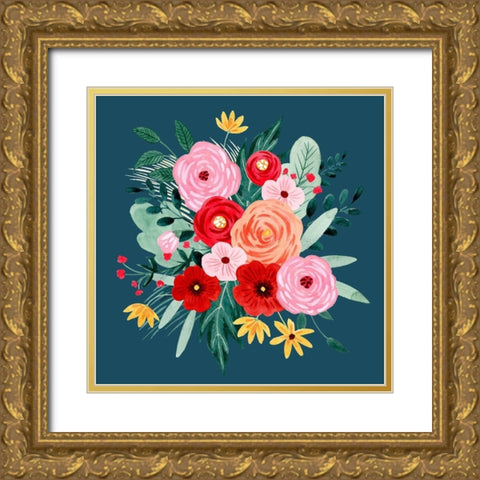 Sweet Hearts Bouquet I Gold Ornate Wood Framed Art Print with Double Matting by Popp, Grace