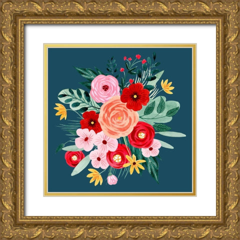 Sweet Hearts Bouquet II Gold Ornate Wood Framed Art Print with Double Matting by Popp, Grace