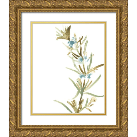 Earthtone Herbs III Gold Ornate Wood Framed Art Print with Double Matting by Vess, June Erica