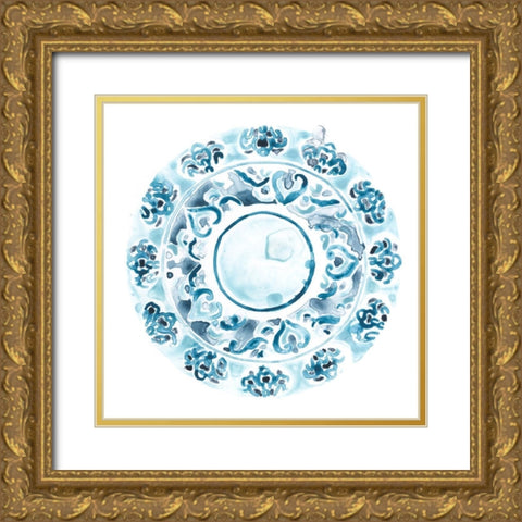 Porcelain Design II Gold Ornate Wood Framed Art Print with Double Matting by Vess, June Erica