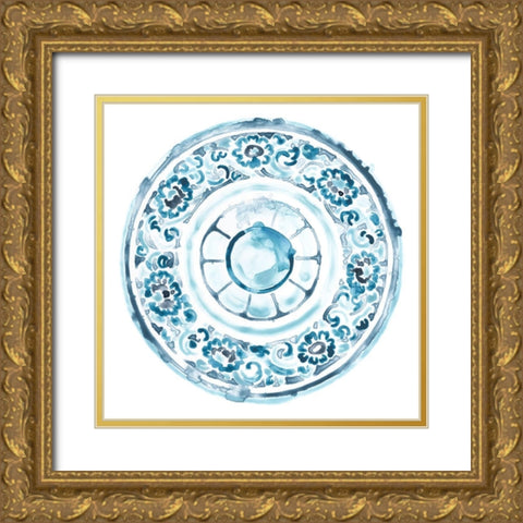 Porcelain Design IV Gold Ornate Wood Framed Art Print with Double Matting by Vess, June Erica