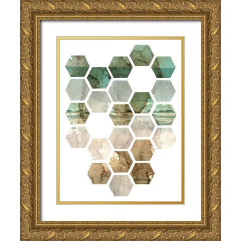 Hexocollage I Gold Ornate Wood Framed Art Print with Double Matting by Ilosky, Pam