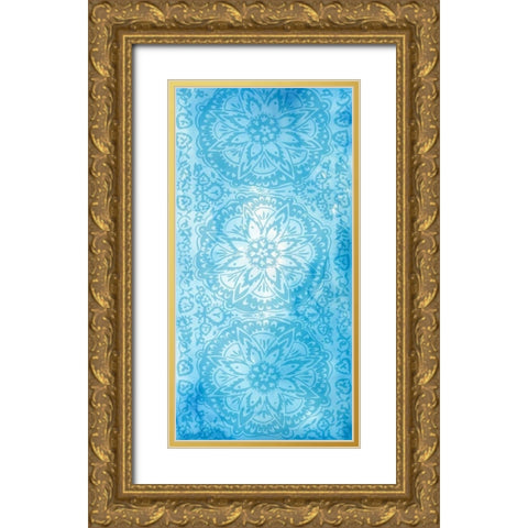 Cobalt Deco Panel II Gold Ornate Wood Framed Art Print with Double Matting by Zarris, Chariklia