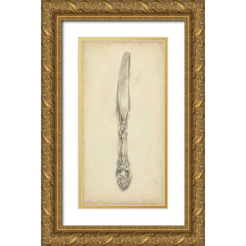 Ornate Cutlery III Gold Ornate Wood Framed Art Print with Double Matting by Harper, Ethan