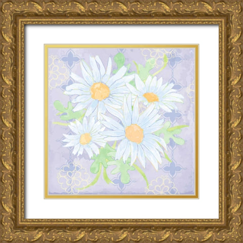 Daisy Patch Serenity I Gold Ornate Wood Framed Art Print with Double Matting by Mark, Leslie
