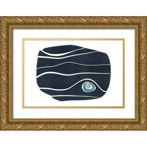 River Stones III Gold Ornate Wood Framed Art Print with Double Matting by Delamater, Rob