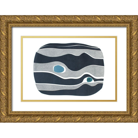 River Stones V Gold Ornate Wood Framed Art Print with Double Matting by Delamater, Rob