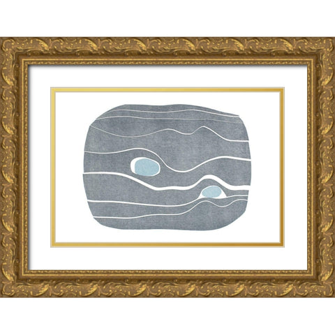 River Stones IX Gold Ornate Wood Framed Art Print with Double Matting by Delamater, Rob