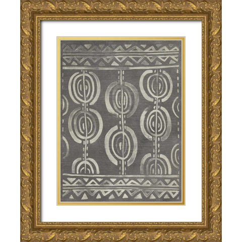 Mudcloth Patterns IV Gold Ornate Wood Framed Art Print with Double Matting by Vess, June Erica