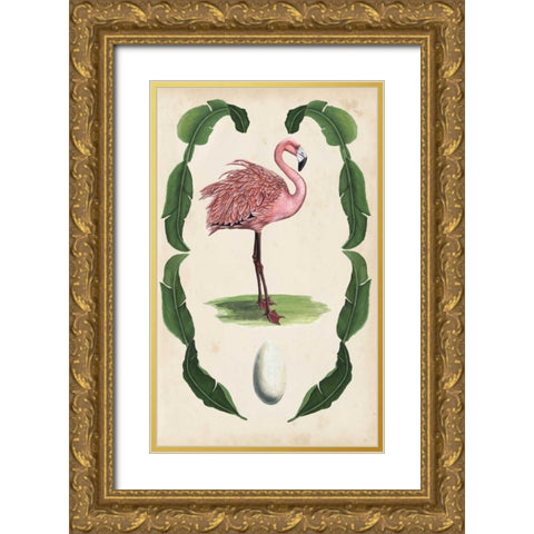 Antiquarian Menagerie - Flamingo I Gold Ornate Wood Framed Art Print with Double Matting by McCavitt, Naomi