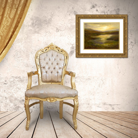 The Glimmer Gold Ornate Wood Framed Art Print with Double Matting by Finch, Sheila