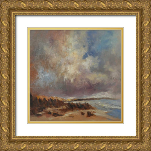 Rocky Shore Gold Ornate Wood Framed Art Print with Double Matting by Doyle, Anne Farrall