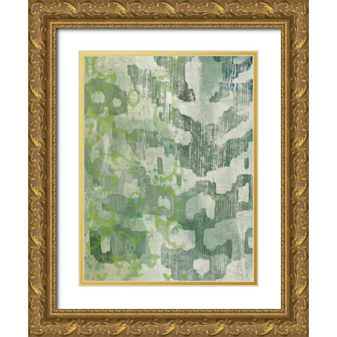 Celadon Ikat I Gold Ornate Wood Framed Art Print with Double Matting by Zarris, Chariklia