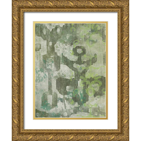 Celadon Ikat II Gold Ornate Wood Framed Art Print with Double Matting by Zarris, Chariklia